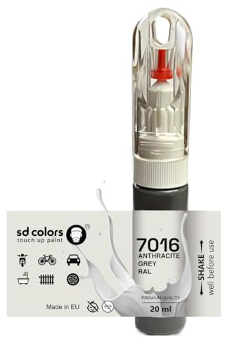 SD COLORS Peinture de Retouche 20ml – Gris Anthracite (RAL 7016), Solution Universelle pour Carrosserie, Métal, Plastique, Bois et plus