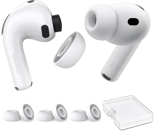 AhaStyle Ear Tips for AirPods Pro 3 (2025) with Noise Reduction Hole【Fit in The Charging Case】3 Pairs Silicone Ear Covers Replacement Tips for AirPods Pro 3rd Gerentation with Portable Storage Box
