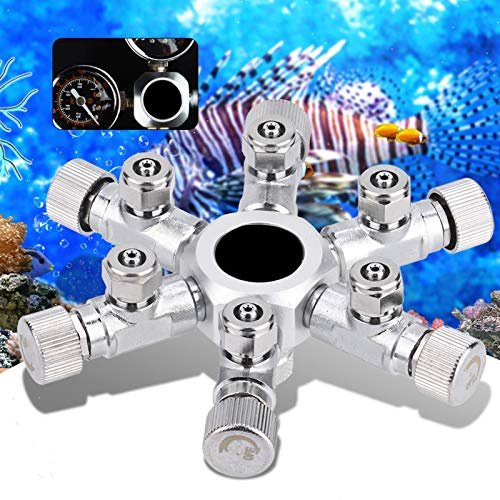 UPALDHOU CO2-Splitterventil für Aquarium-Verteiler mit Hochwertigem Design aus Aluminiumlegierung für Präzise CO2-Kontrolle für Aquarien (6 Durchgänge)