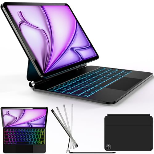 Nuflaz Tastiera QWERTY per iPad Air 11 M4/M3/M2 e iPad Pro 11, Trackpad | Trasforma il tuo iPad in una postazione di lavoro con QWERTY italiano, supporto magnetico flottante e trackpad in vetro AG.