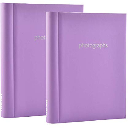Arpan 2 Pack of Photo Albums Self Adhesive Large Picture Book Modern Style Wiro Binder In Black/Blue/Red/Vintage Birds/Butterfly (Purple)