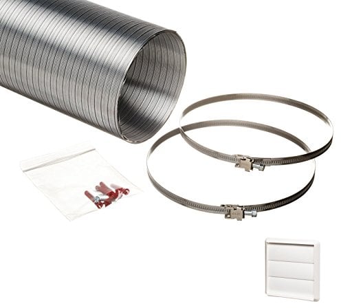 NaplesUK Universal 125mm Cooker Hood Ducting Kit Semi Rigid Aluminium 127mm Internal Diameter Hose Length 3.0 Metre With 3 Flaps Gravity White Grille