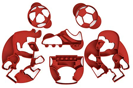 3DREAMS Fußball Keksausstecher Jungs Fussball Ausstecher │ inkl. 2 Rezepten │ Bio-Kunststoff │Made in Germany │ Fussball Feld Ball Trikot Ausstechform Kindergeburtstag für Tortendeko (Fußballer Set)