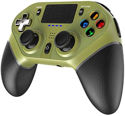 JINGQII Gamepad inalámbrico para PS4/PS3 controlador inalámbrico Bluetooth compatible con PS4/PS3/PC/Android/IOS teléfono móvil, controlador de juego con función de programación de vibración dual