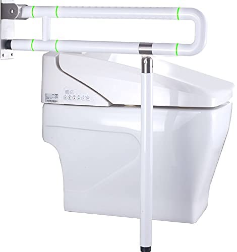Toiletten Wandstützgriff Haltegriff für Senioren, longziming WC Rutschfest Aufstehhilfe Stützhilfe klappbare aus Edelstahl & Nylon-Sicherheitsgriffe Griffstange, 60 x 70 cm 120 kg