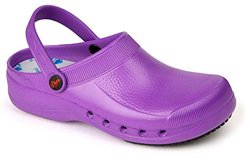 Zoccoli antibatterici EVA-Plus con celle antiscivolo sulla suola, anatomici e antiscivolo, adatti per il lavaggio in lavatrice fino a 40°. Viola Size: 36 EU