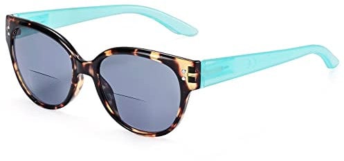 EYEGUARD Bifocal Reading Sunglasses for Women, UV400 Protection Outdoor Glasses with Brown Tortoiseshell Frame/Metal decoration Sunreaders(Green,+3.50 Magnification)
