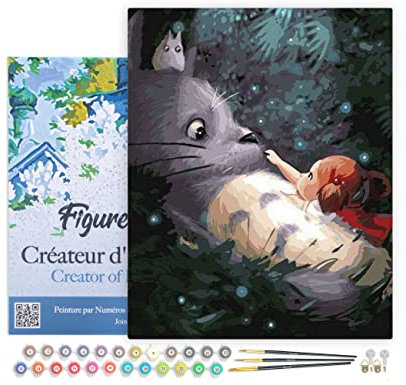 Figured'Art Peinture par Numéro Adulte avec Cadre Souris et petite Fille - Activité Manuelle Kit de Loisir Créatif DIY Numéro d'Art Complet - 40x50cm toile tendue sur châssis