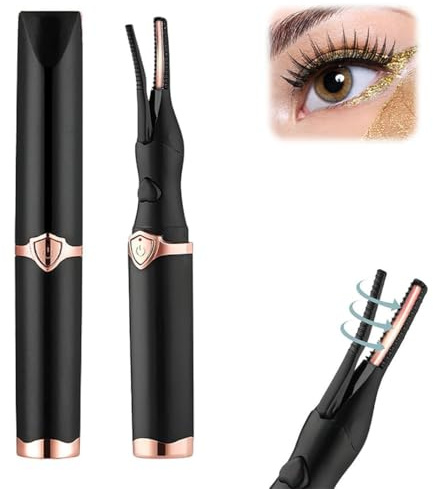 Yuehuamech Beheizte Wimpern Curler Elektrische Wimpern Curling Werkzeuge mit 3- Temperatur- Einstellungen Eye Lashes Curler 24 Stunden lang anhaltende Frauen Mädchen Mini Eye Lash Curler Styling Tools