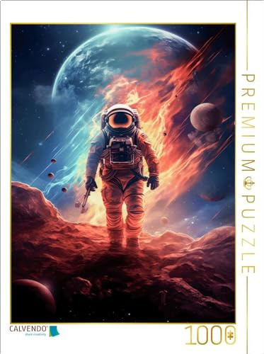 Puzzle · Astronaut schreitet durch Sternensturm | Ein Kosmonaut durchquert ein Galaxien-Unwetter · 1000 Teile · Lege-Größe 64 × 48 cm · CALVENDO Puzzle