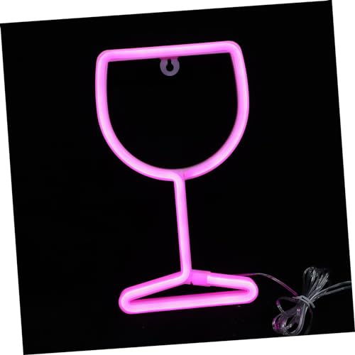 DOITOOL Wine Glass Light Cute Bedside Lamp Wall Neon Light Decor Wine Glass Led Sign Martini Neon Sign Cocktail Neon Signs Tabletop Decorative Light Cheers Neon Sign PVC Shop Sign Wireless