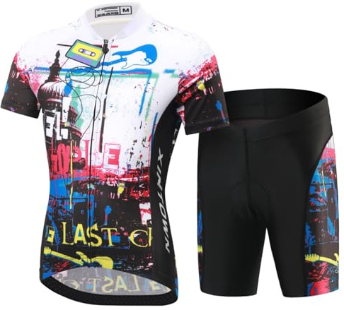 SXSHUN - Camiseta de ciclismo para niños y niñas, sudadera transpirable de manga corta + pantalones cortos con cojín de combinación de cislismo, Blanco+Negro, 10-11 Años