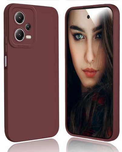 DESSEN Funda para Xiaomi Redmi Note 12 5G / Poco X5 5G Capa - Silicona Carcasa Antigolpes Protector Camara Móvil Case Cover Suave Delgada Bumper Anti-Huellas, Rojo Vino
