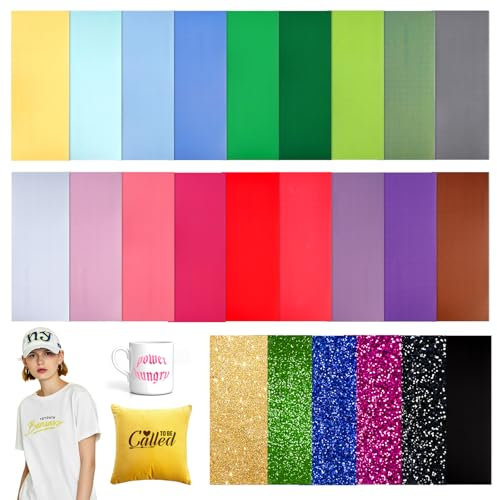 Infusible Transfer Ink Sheets 24 Stück/Set, Infusible Ink Folie, Fusible Transfer Ink Sheets, Unschmelzbare Transfer-Tintenblätter, Vorgefärbtes Sublimationspapier für T-Shirt, Tasse, Untersetzer