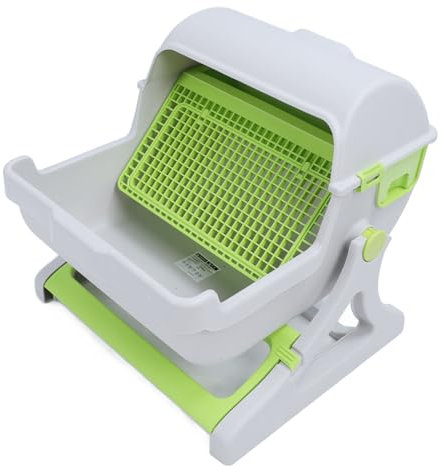 Lettiera per Gatti Autopulente Semiautomatica - Toilette Ultra Silenziosa Con Secchio Ribaltabile e Coperchio Aperto - Per Gattini di Grandi Dimensioni