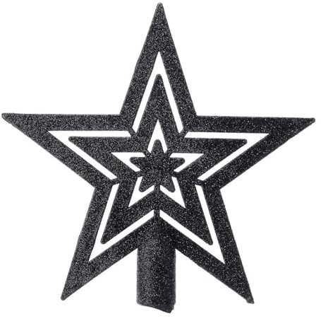 Umweltfreundliche Weihnachtsbaumspitze Stern, Schwarz glänzend, 20 cm