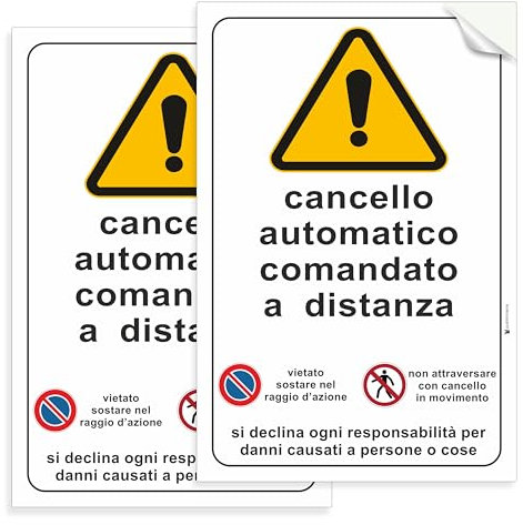 Pubblimania 2 Adesivi Cancello Automatico, pellicola adesiva morbida, per esterno impermeabili e lavabili (2 Cancello Automatico Cm 20x30)