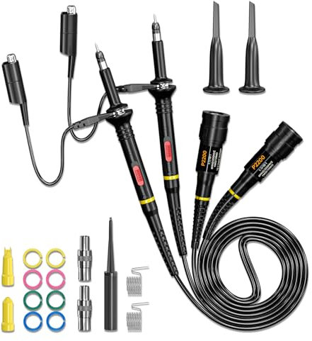 Cleqee Oscilloscope Clip Probes 200MHz Fully Insulated BNC End Probe with Accessories Kit 1X 10X