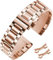 HFBZVAFC Stainless Steel Watch Strap 12mm 14mm 15mm 16mm 17mm 18mm 19mm 21mm 20mm 22mm 23mm 24mm Watch Bracelet Metal Strap Universal Smart Watch Replacement Strap Unisex(Rose Gold,14mm)