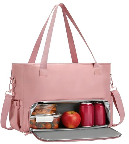 GarveeMore Laptop Bags with Insulated Lunch Compartment for Women, 15.6 Inch Laptop Tote Work Bag, Large Capacity Computer Handbags for Business Nurse Teacher Office College Travel