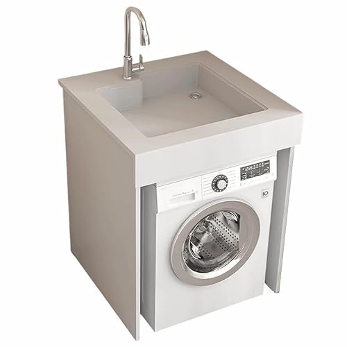 LYGXWJFC Mueble De Fregadero Integrado Multifuncional, Estante De Almacenamiento De Lavadora Vertical, Tocador De Baño con Grifo, Ideal para Lavaderos, Ahorro De Espacio, B 70 * 60cm