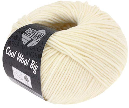 LANA GROSSA Cool Wool Big | Extrafeine Merinowolle waschmaschinenfest und filzfrei | Handstrickgarn aus 100% Schurwolle (Merino) | 50g Wolle zum Stricken & Häkeln | 120m Garn FB 601