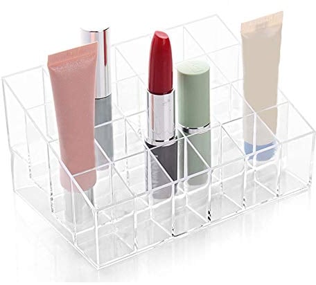 Almacenamiento de pintalabios transparente - 24 compartimentos - Soporte de exhibición de cosméticos para pintalabios de maquillaje Organizador de almacenamiento de brillo de labios - Por TRIXES
