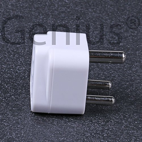 Genius® Adattatore presa spina universale da viaggio converte spine 2 e 3 poli di diversa tipologia in spine 3 poli tipo India (spine di tipo D) (India 3 poli - tipo D, Bianco)