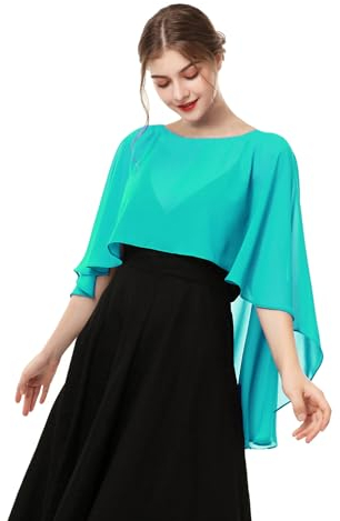 Hotshawl Capelets für Frauen Chiffon Cape Schals und Wraps für Abendkleid Hochzeit Umhänge Cover Up, Aqua, Einheitsgröße