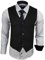 Subliminal Mode - Weste + Hemd + Krawatte Herren Kragen zweifarbig Uni Langarm Slim Fit Business bügelleicht RN33, Hellgrau, M