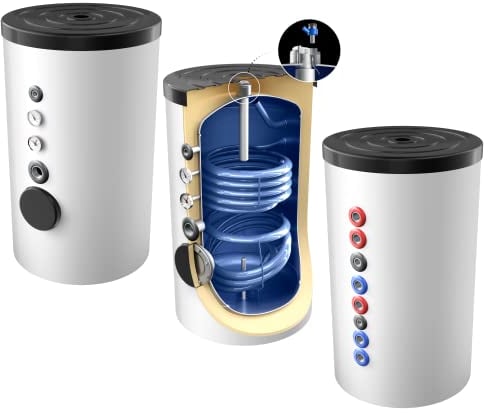 Neue Generation 160 Liter Solarspeicher, Warmwasserspeicher mit 2 elliptischen Wärmetauschern