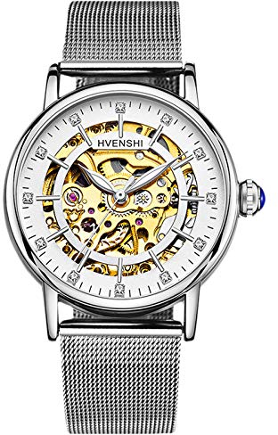 RORIOS Montre Mécanique Automatique Femme Lumineuses Montre Squelette Dial Acier Inoxydable Cadran Dames Montres
