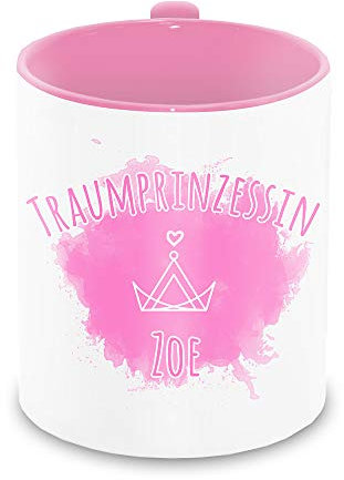 Tasse mit Namen Zoe und Traumprinzessinnen-Motiv | Keramik-Tasse