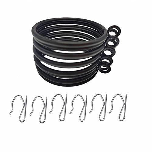 20PCS 45MM Black Metal Curtain Ring with Eyelet and 20pcs Metal Drapery Pin Hooks for Pencil Pleat Curtain