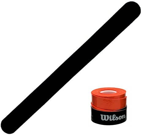 Protector Pala de Padel Transparente Rugoso Pack de Protectores + Overgrip Comfort Pro - Cinta Protectora Funda Pala de Padel Multigranulada Silicona Resistente (1 Negro + Over Naranja Liso)