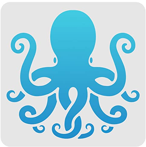FINGERINSPIRE Octopus Schablonen zum Zeichnen und Malen, 30 x 30 cm, Kunststoffschablonen, Dekoration, quadratisch, wiederverwendbar, zum Malen auf Holz, Boden, Wand und Stoff