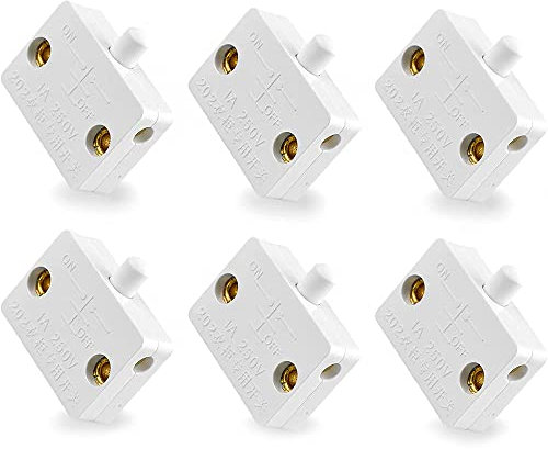 CENPEK 6 uds., Armario de Armario, interruptores de luz eléctricos Blancos, Interruptor de lámpara Normalmente Cerrado para Luces de Armario, Interruptor de luz para Puertas de Armario