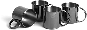 ECHTWERK 4-teiliges Kupferbecher-Set, Bruchsichere Edelstahl-Gläser, Cocktail-Set, Cocktailgläser perfekt für Gin, Vodka, Bier und Kaltgetränke, Geschenkset, Black-Edition, 480 ml
