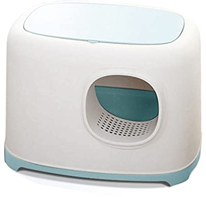 SUNESA Katzentoilette Vollständig überdachte Katze Wurf Box Große Kapazität Cat Wurf Box mit Schaufel kann die obere Abdeckung for Katzen ca. 10 kg anheben Katzenklo (Color : Blauw)