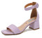 QUEEN HELENA Sandali con Tacco Basso Quadrato con Cinturino Casual Eleganti Donna ZM9392 (Lilla, numeric_38)