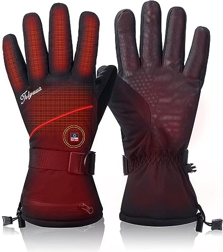 Beheizbare Handschuhe mit 5500mAh Akku, Beheizte Handschuhe für Herren Damen, Dicke wasserdichte Winddicht Touchscreen Heizung Wiederaufladbar Winterhandschuhe Motorradhandschuhe 1Paar