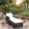 Camerina Sonnenliege mit Cremeweißer Auflage Poly Rattan Schwarz Gartenliege Saunaliege