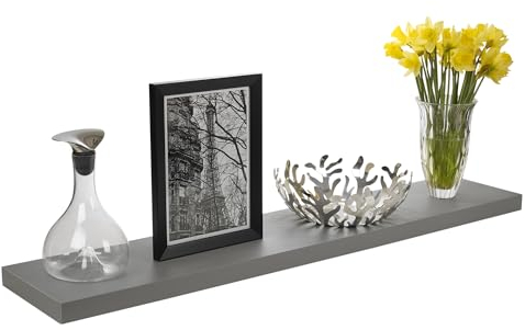 URBNLIVING Grey Wooden Floating Shelf Board Shaped Wall Storage Display Shelf 120cm Long