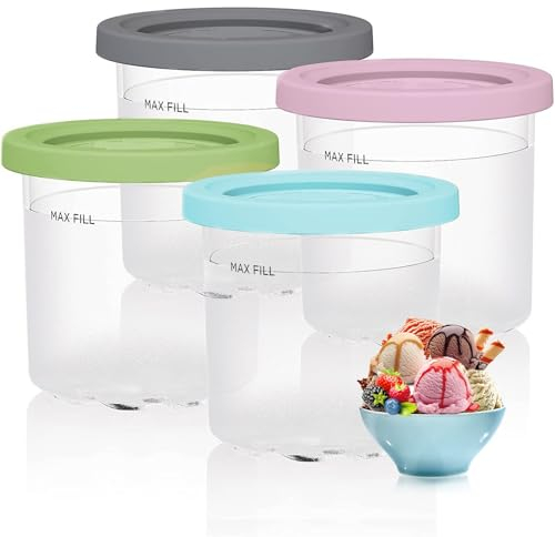 Contenitori per Gelato per Ninja Creami, Jainwill 4 pezzi Contenitori per Gelato Fatto in Casa con Coperchi, Pinte di Gelato per Ninja Gelatiera NC301, NC300, NC299AMZ, CN305A, CN301CO Serie