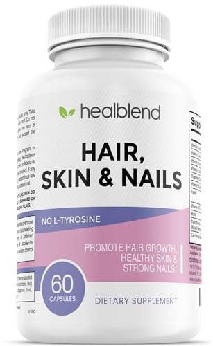 healblend Hair Skin and Nails Vitamins for Women with Biotin 5000 mcg, Iron and Manganese | Vegan, Non-GMO | 60 Capsules