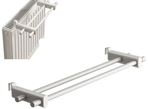 Generic Heizkörper-Handtuchhalter, Silber, Handtuchhalter für Heizkörper, Ohne Bohren, Selbstklebend, ABS und Edelstahl