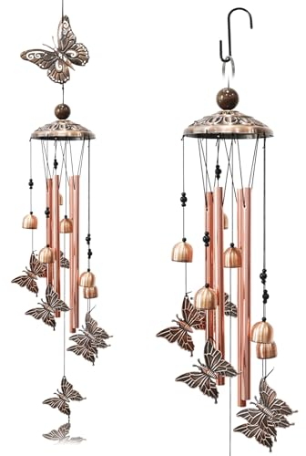 Carillon a Vent Exterieur, koshi Carillon, Carillon Metal, carillons décoratifs d'extérieur, carillons de Jardin, Carillon de sorcière, Decoration Jardin Exterieur, Cadeau Maman - Papillon