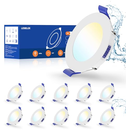 Leselux LED Einbaustrahler 230V Dimmbar, 4W IP44 Ultra Flach LED Spots Warmweiß, Neutralweiß und Kaltweiß, 55-68mm Lochmaß, Einbauleuchten Deckenspots für Badezimmer Wohnzimmer Küche, 10er Set