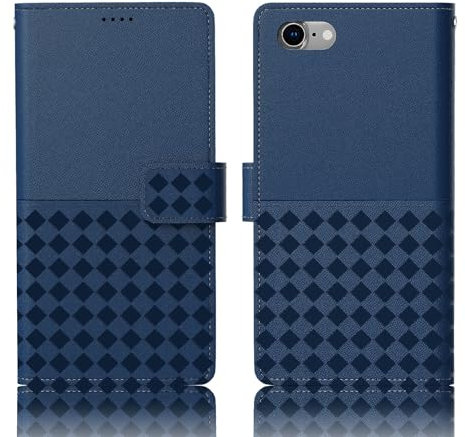 AIFIVE Cover per iPhone 8 / iPhone 7 / iPhone SE 2022/2020 PU Pelle RFID Slot Schede Portafoglio Kickstand Magnetic Libro Custodia Protettiva Completa per iPhone 8/7 / SE 2022/2020 (Blu)