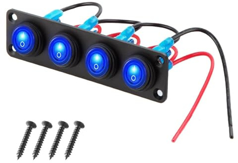 4 Unabhängige Schalttafel für 12V~24V Fahrzeuge Auto Boot SUV LKW Yacht RV Camper Baufahrzeug (5 Gang Button Switch Panel) (Switch Panel -C)